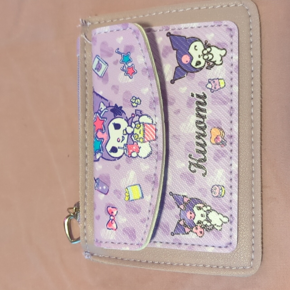 Hello Kitty Kuromi Purple change & card Thin  wallet